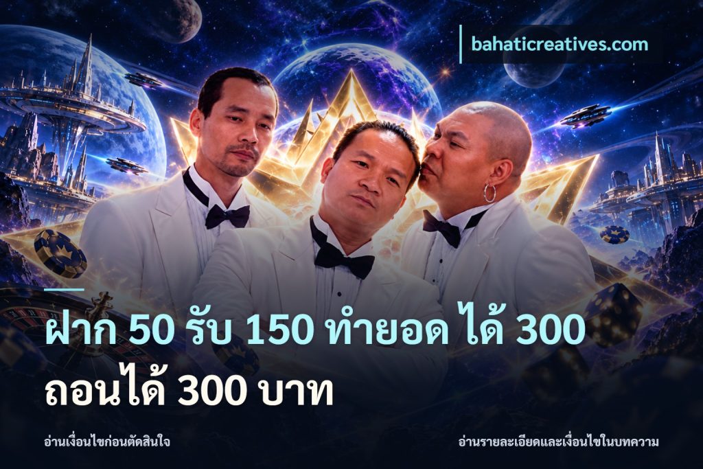 ฝาก 50 รับ 150 ทํายอด ได้ 300 ถอนได้ 300 บาท