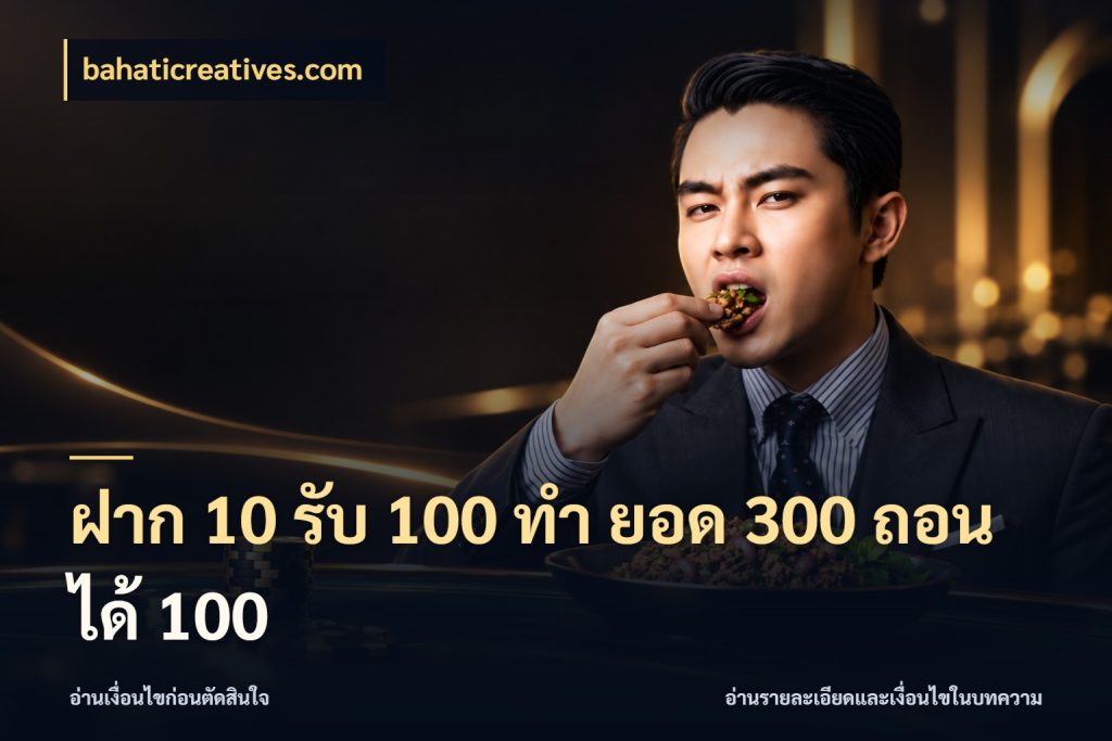 ฝาก 10 รับ 100 ทํา ยอด 300 ถอนได้ 100 สีสันของโปรฝากและยอดรับ ในมุม bahaticreatives.com