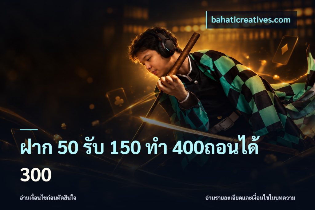 ฝาก 50 รับ 150 ทํา 400ถอนได้ 300
