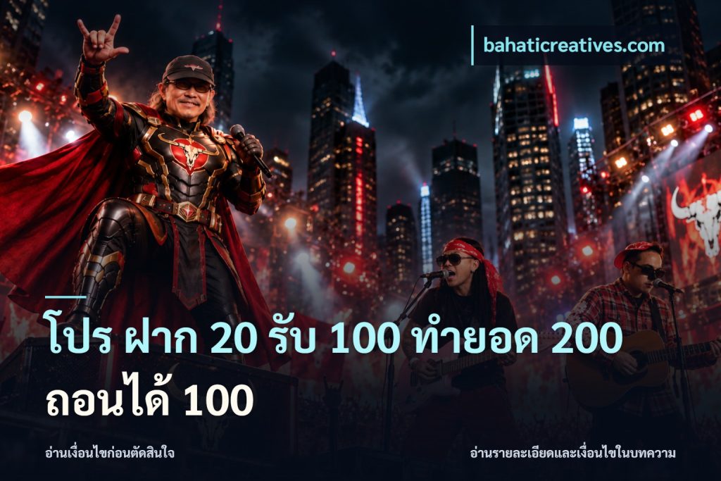 โปร ฝาก 20 รับ 100 ทำยอด 200 ถอนได้ 100
