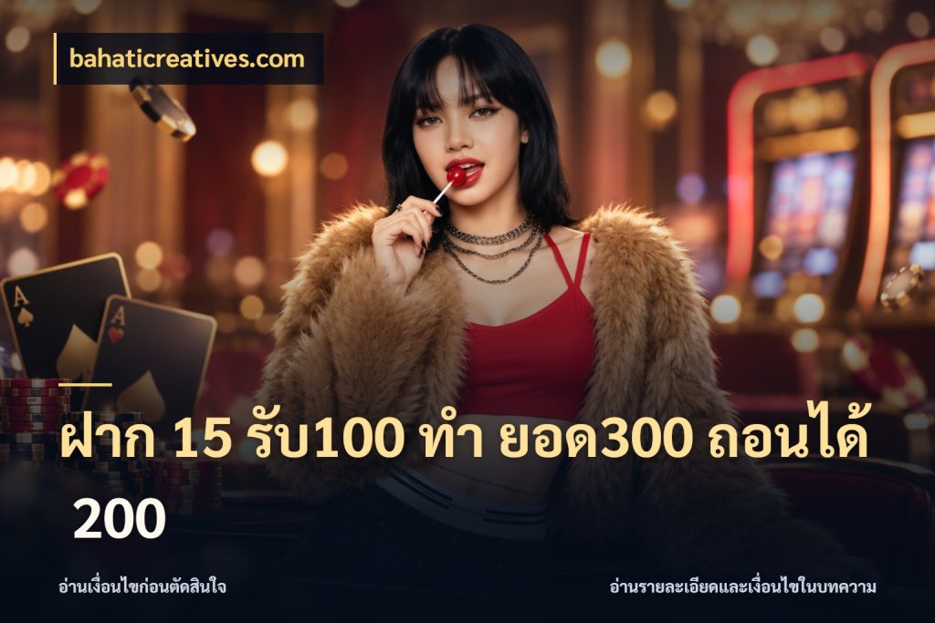 ฝาก 15 รับ100 ทํา ยอด300 ถอนได้ 200 รูปแบบโบนัสกับสิทธิ์ของสายเกม กับ bahaticreatives.com