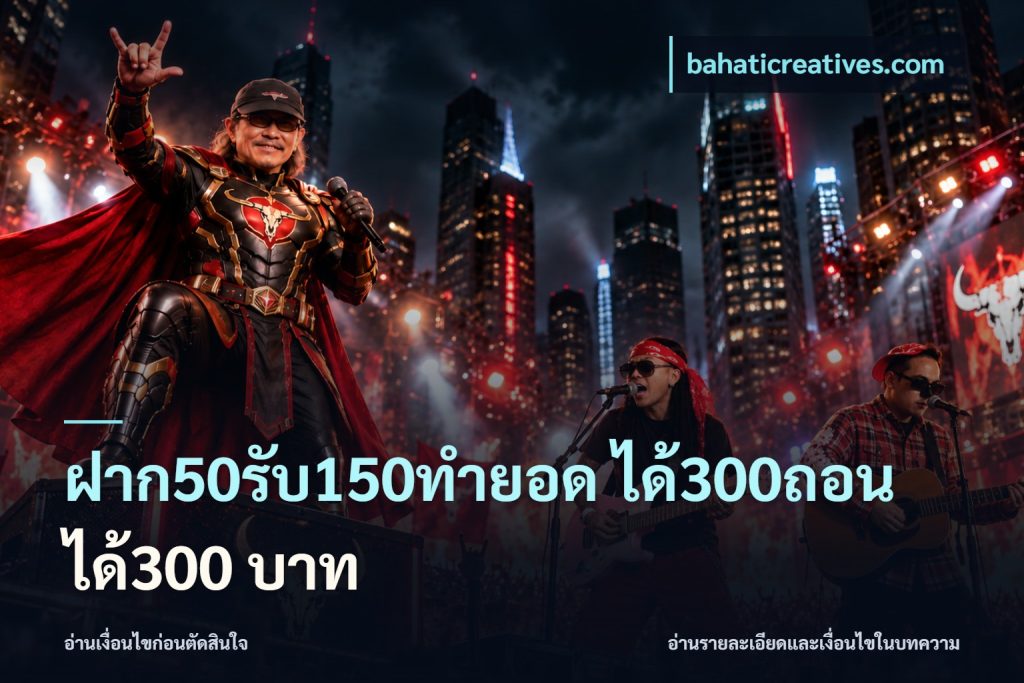 ฝาก50รับ150ทำยอด ได้300ถอนได้300 บาท