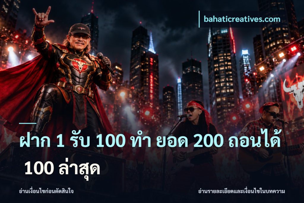 ฝาก 1 รับ 100 ทํา ยอด 200 ถอนได้ 100 ล่าสุด