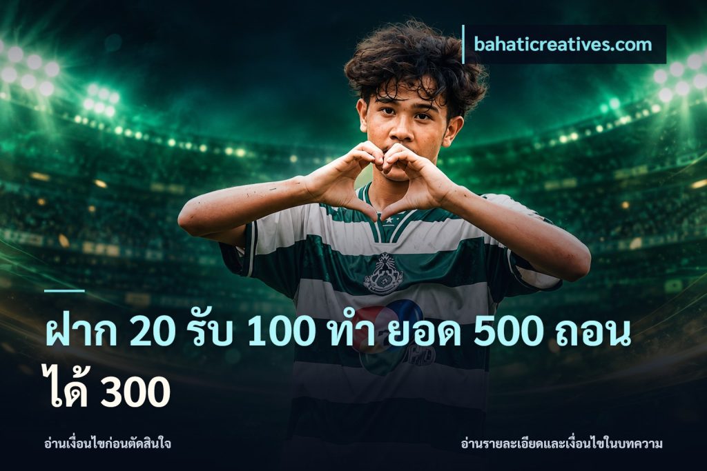 ฝาก 20 รับ 100 ทํา ยอด 500 ถอนได้ 300