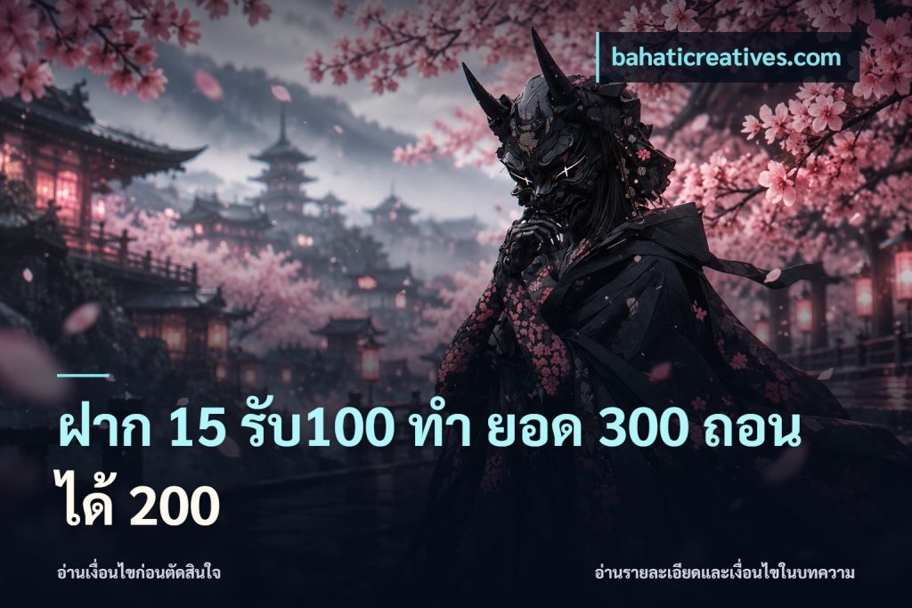 ฝาก 15 รับ100 ทํา ยอด 300 ถอนได้ 200