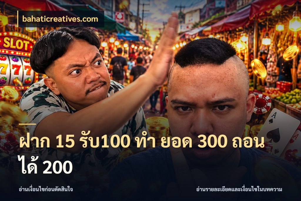 ฝาก 15 รับ100 ทํา ยอด 300 ถอนได้ 200 ยอดฝากและยอดรับในมุมของคนชอบลุ้น ในมุม bahaticreatives.com