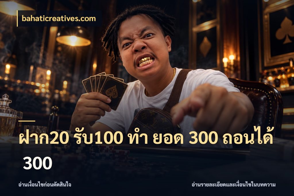 ฝาก20 รับ100 ทํา ยอด 300 ถอนได้ 300 โปรกับเกมที่ชอบเลือกให้ตรงสไตล์ ในมุม bahaticreatives.com