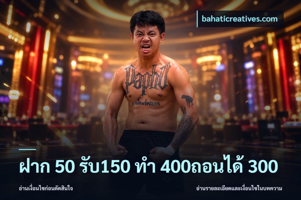 ฝาก 50 รับ150 ทํา 400ถอนได้ 300